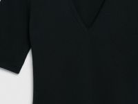 Футболка в рубчик с V-образной горловиной, Черный