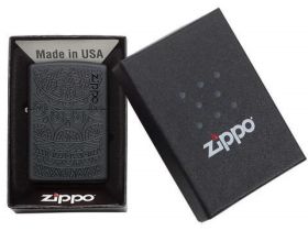Зажигалка ZIPPO Tone on Tone Design с покрытием Black Matte, латунь/сталь, чёрная, 36x12x56 мм