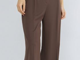 Широкие брюки со складками, Коричневый