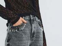 Прямые джинсы с акцентными карманами, Серый