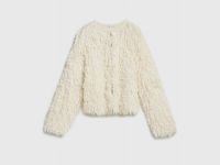 Кардиган с бахромой, Бежевый