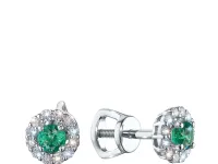 Пусеты из серебра с изумрудами э0667пс04190300