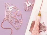 Закладка-веер для книг с подвеской "Цветы и кошки" (нержавеющая сталь)