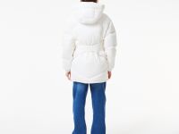 Женский короткий пуховик Lacoste с поясом и высоким воротом