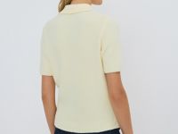 Джемпер из пушистой пряжи с коротким рукавом, Желтый