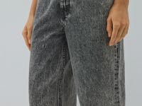 Свободные прямые джинсы средней посадки, Серый