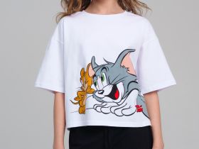 Комплект трикотажный для девочек: фуфайка (футболка), шорты