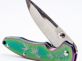 Складной нож SanRenMu 7073LUX-SP, сталь 12C27, рукоять нержавеющая сталь, градиент