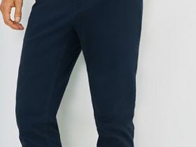 Брюки «5 карманов» Slim из твила, Синий