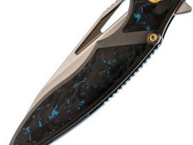 Складной нож Rike RK1902, сталь M390, рукоять титан/карбон, синий, премиальный флиппер