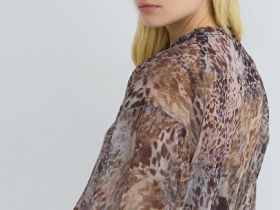 Шифоновое платье с принтом, Оранжевый