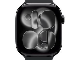 Умные часы Apple Watch Series 11 46 мм «Полночь», с чёрным спортивным ремешком M/L