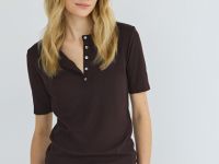 Футболка с вырезом "Хенли", Коричневый