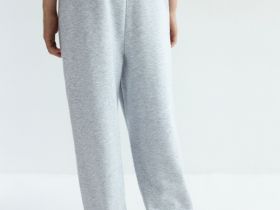 Серые широкие спортивные брюки из скубы со стопперами Глория Джинс
