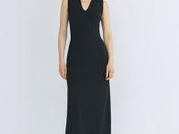 Вязаное платье с воротником-поло, Черный