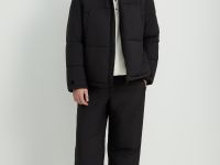 Утепленные брюки широкого кроя с утяжниками по низу