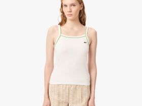 Женская хлопковая майка Lacoste с контрастными акцентами