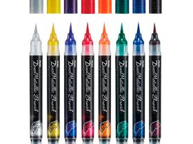 Маркер-кисть с подкачкой чернил Pentel 1-10 мм, цвет серебро в блистере