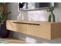 ТВ-тумба подвесная Кимбол 160x20 Дуб Барбера/Черный