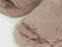 Меховые тапочки с открытым носком, Коричневый