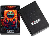 Зажигалка ZIPPO Spooky Sunflower с покрытием 540 Tumbled Brass, латунь/сталь, разноцветная, 38x13x57 мм