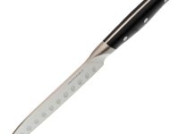 Нож кухонный Сантоку Okroshka Tartar 15.5 см, сталь 5cr15mov, рукоять сталь/пластик, черный