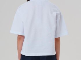 Джемпер трикотажный с воротником поло для девочек