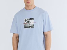 Футболка с принтом, Голубой