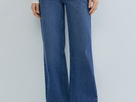 Широкие джинсы с высокой посадкой, Синий