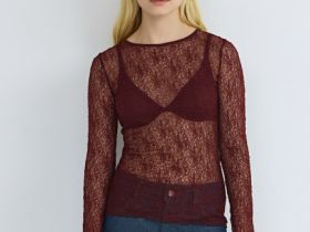 Кружевной лонгслив, Оранжевый