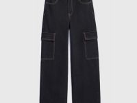 Джинсы с карго-карманами для девочек, Черный