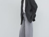 Ультраширокие джинсы с высокой посадкой, Серый