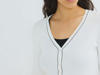 Кардиган с V-вырезом, Белый