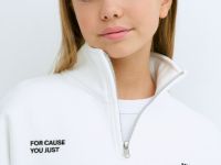 Свитшот с воротником-стойкой для девочек, Белый