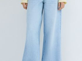 Широкие джинсы с высокой посадкой, Голубой