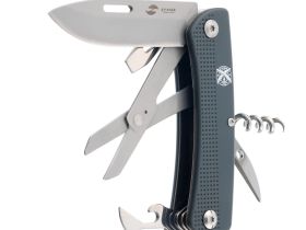 Нож перочинный Stinger 103 мм, 10 функций, рукоять пластик, серый