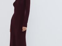 Облегающее вязаное платье, Фиолетовый