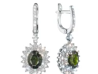 Серьги из белого золота с хромдиопсидами э4754сг08220453