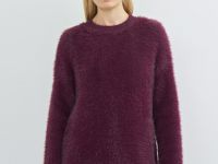 Джемпер из пушистой пряжи, Фиолетовый