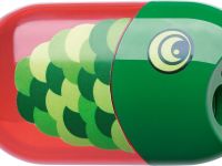 Точилка пластиковая с ластиком Faber-castell "Fish" 2 отверстиz, контейнер