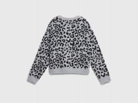 Вязаный джемпер с леопардовым узором для девочек, Серый