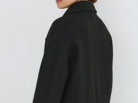 Длинное двубортное пальто, Черный