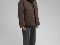 Оверсайз пуховик с воротником-стойкой