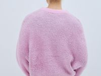 Пушистый джемпер с принтом собаки, Розовый