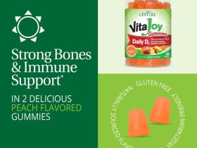 21st Century, VitaJoy, жевательные мармеладки, ежедневный витамин D3, персик, 25 мкг (1000 МЕ), 120 жевательных таблеток