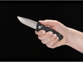 Автоматический нож Boker Plus Strike Spearpoint, сталь AUS-8, рукоять алюминий, черный, тактический выкидной нож