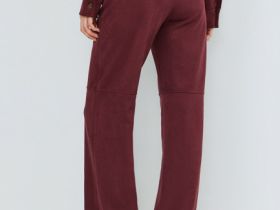 Прямые брюки из искусственной замши, Фиолетовый