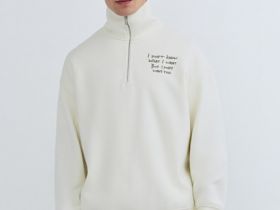 Толстовка с воротником-стойкой на молнии, Белый