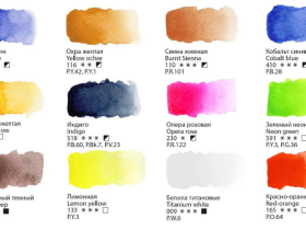 Набор акварели Гамма "Старый Мастер" Белые цветы 12цв*2,6мл, кюветы, метал. коробка