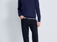 Джемпер из хлопка и шерсти с округлым вырезом